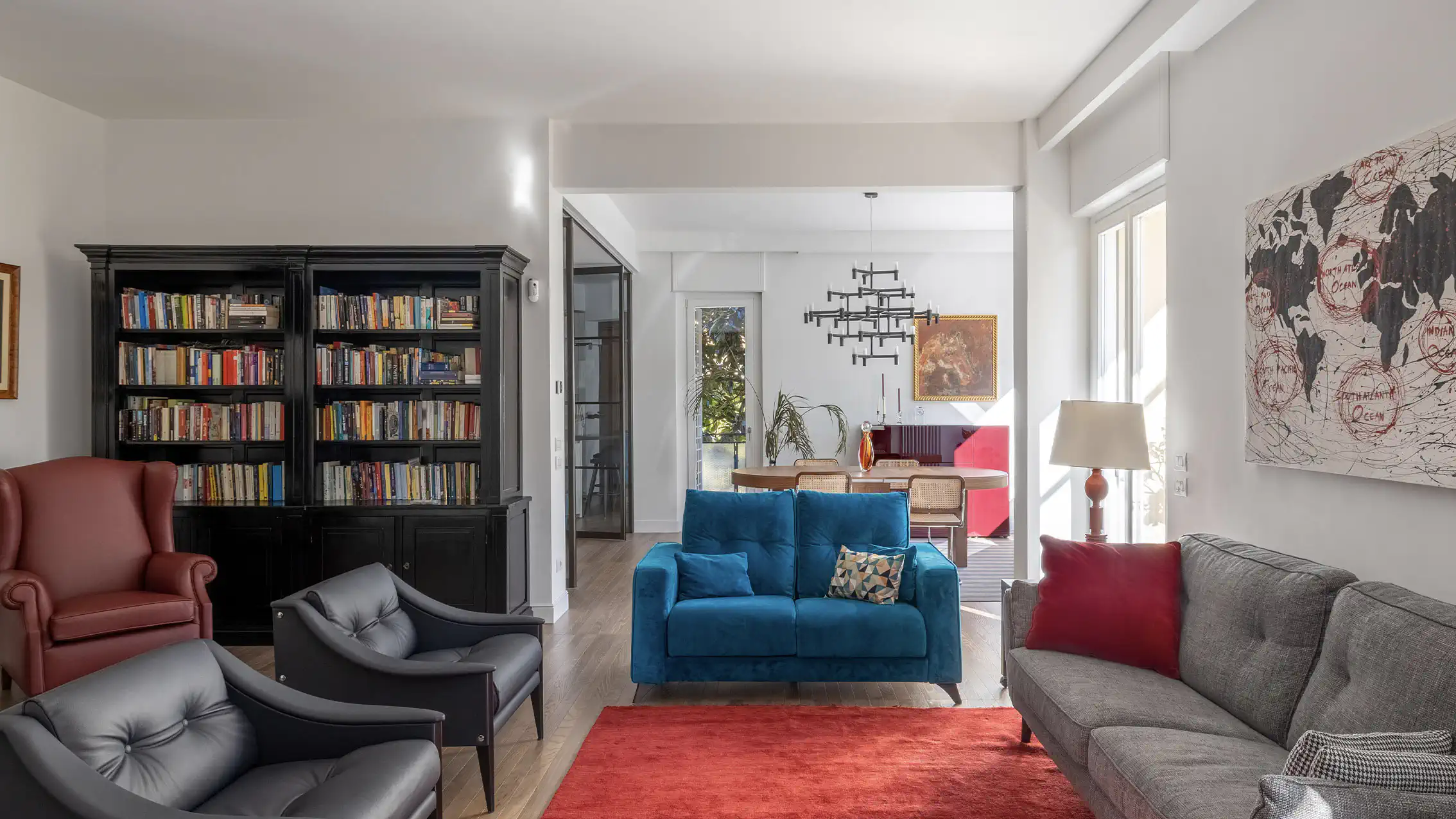 Soggiorno dopo la ristrutturazione a Roma, immagine del risultato finale del progetto completato