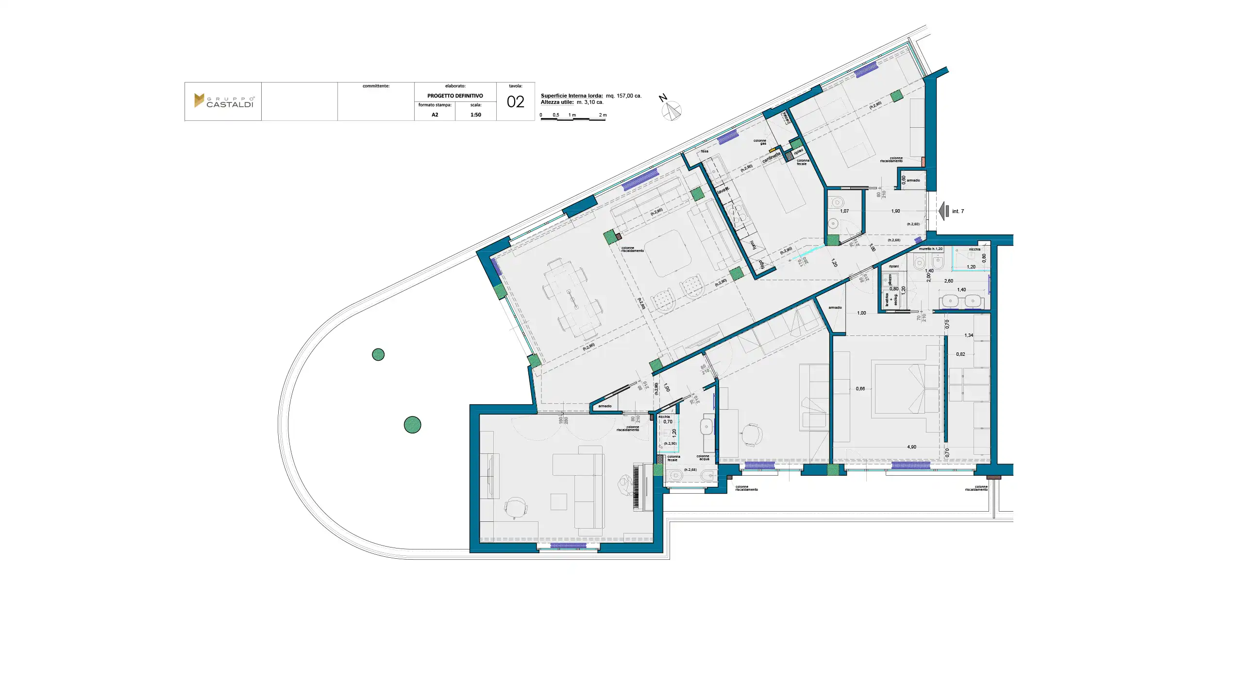 Progetto post operam – ristrutturazione appartamento 152 mq in via Mogadiscio, Quartiere Africano Roma, firmata Gruppo Castaldi